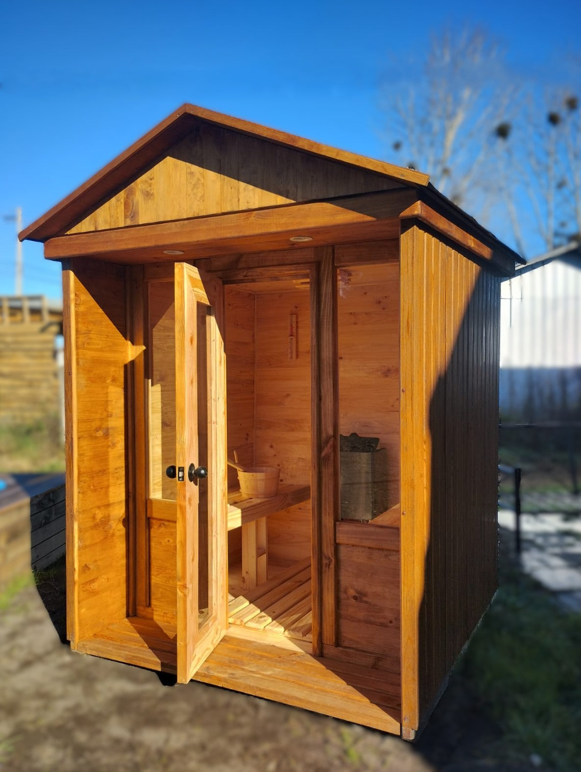 🔥 Sauna Exterior Modular Jardín – Diseño Canadiense