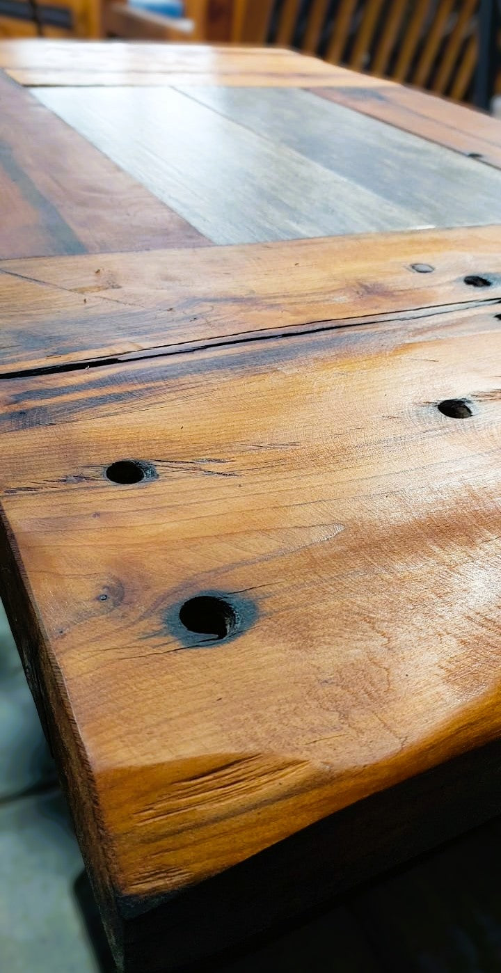🪵 Mesa de Centro en Madera de Durmientes Ceramicas