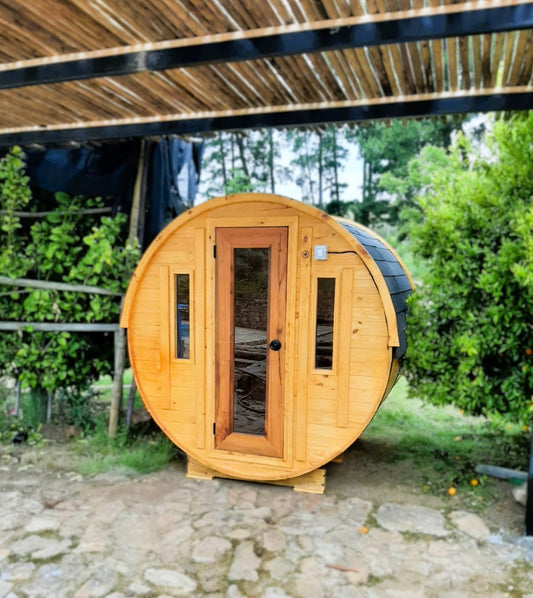 🔥 Sauna Clásico Barril  Diseño: Panorámico  Sin Antesala