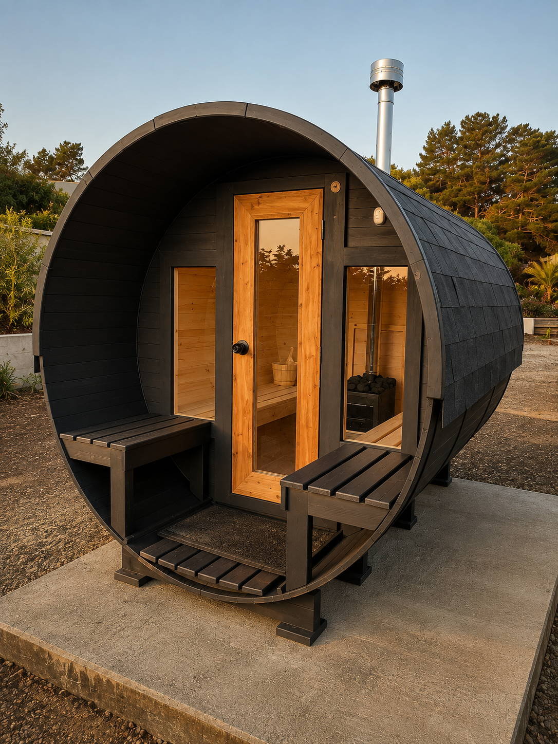 Sauna Clásico Barril con Antesala
