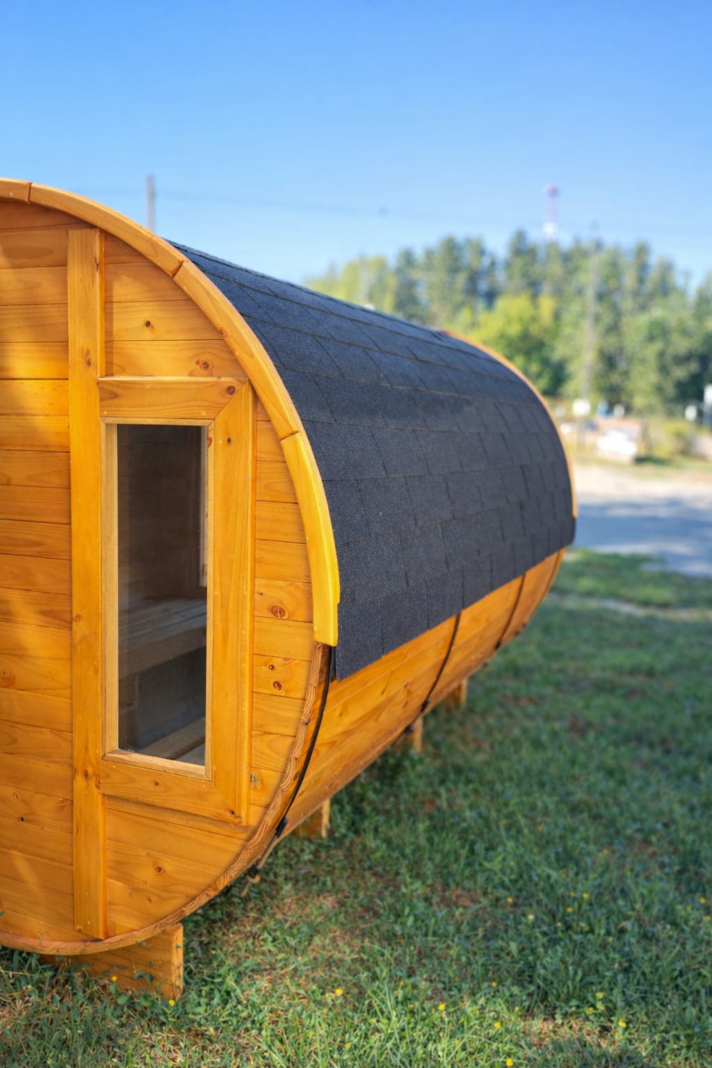🔥Sauna Barril  Panoramico Con Antesala -Modelo 4 y 6 Personas