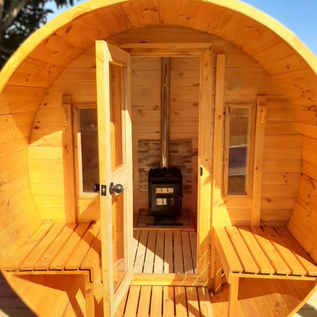 🔥 Sauna Barril Itata con Antesala – Modelos 4 y 6 Personas