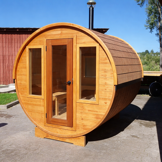 🔥 Sauna Clásico Barril  Diseño: Panorámico  Sin Antesala